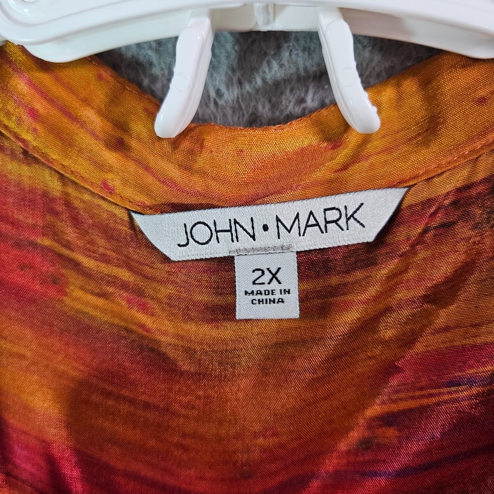 $119 NEW John Mark Top Shirt Women 2X 1/2 Button Floral Painting Lightweight - Picture 5 of 11